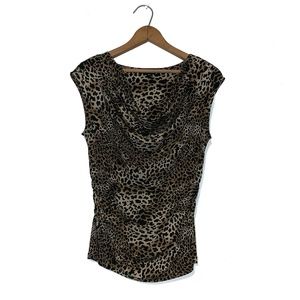 Style & Co leopard print cowl neck blouse petite M